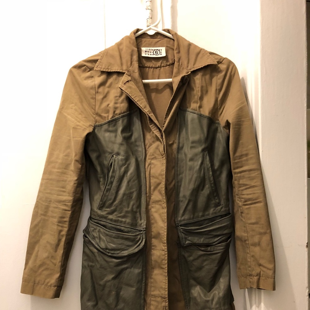Martin Margiela khaki & brown leather coat